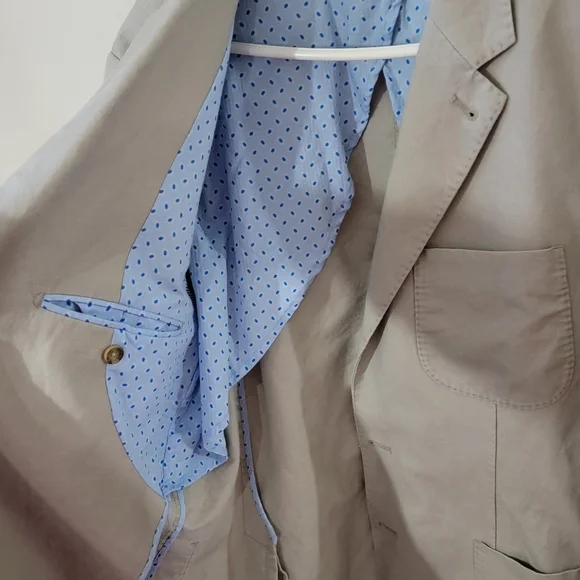 Peter Millar Beige Blazer with Light Blue Lining